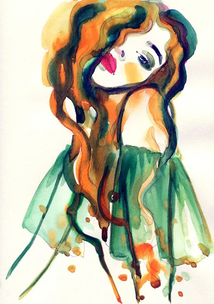 Portrait de femme .abstrait aquarelle  . — Photo