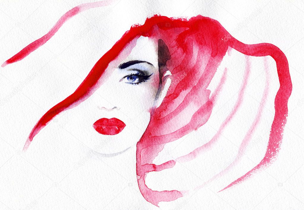 Woman portrait .abstract watercolor . — Stock Photo © annamile 51263561