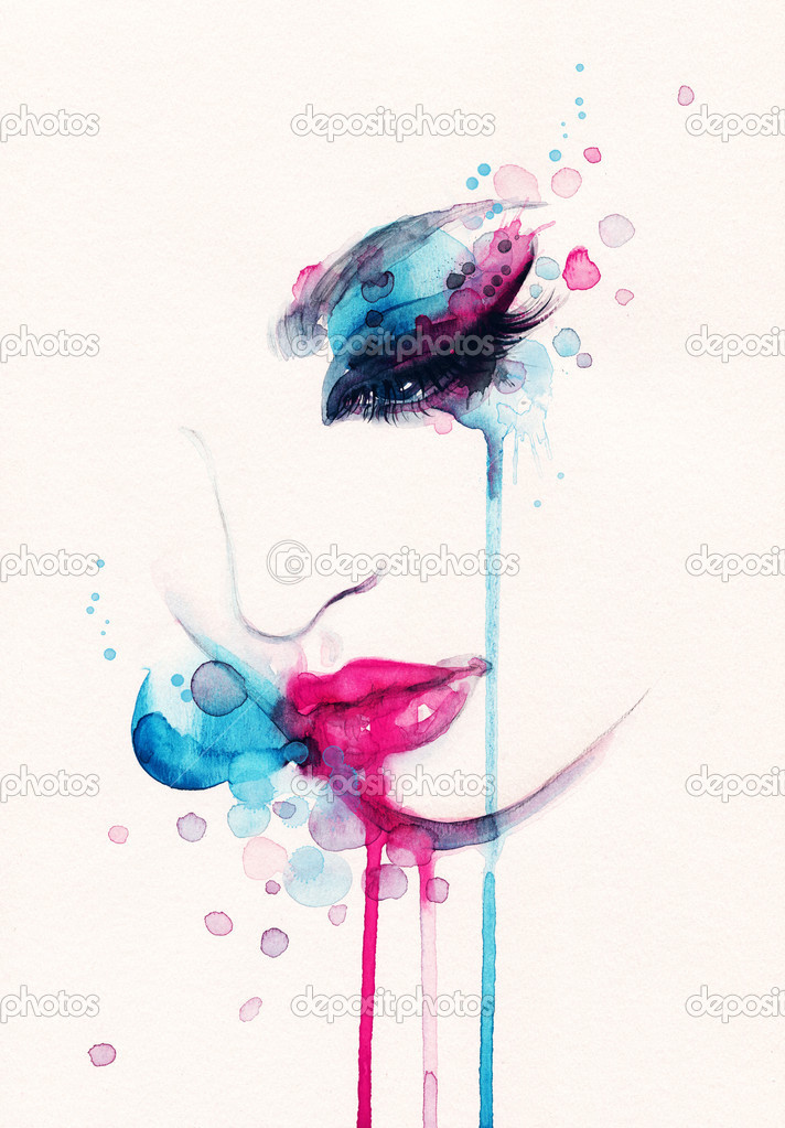 Woman portrait  .abstract  watercolor .
