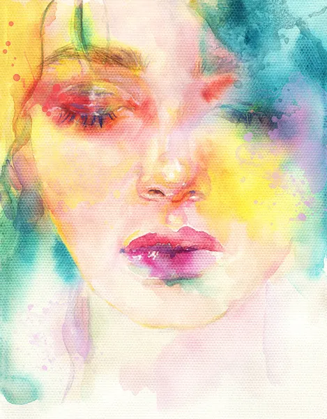 Uma Mulher Linda Ilustração Moda Pintura Aquarela — Fotografia de Stock