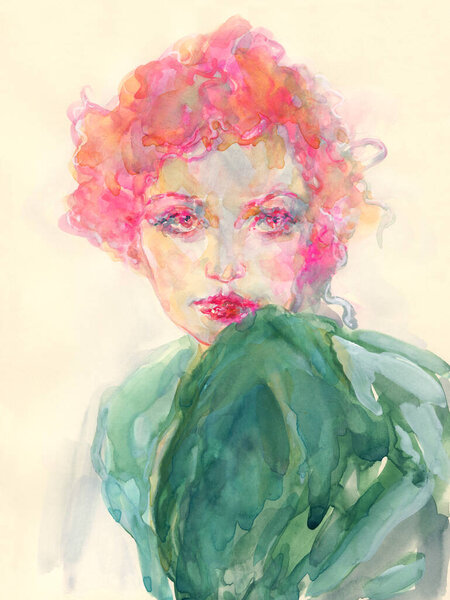 beautiful woman. fashion illustration. watercolor painting
