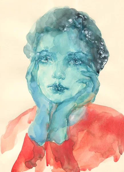 Krásná Žena Módní Ilustrace Akvarel Stock Snímky