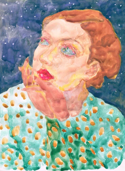 Suluboya resim. fantezi kadın portresi. resimleme. 