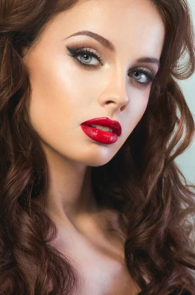 Femme sexy avec des lèvres rouges Images De Stock Libres De Droits