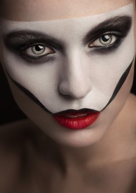 Makeup with painted skull mask clipart