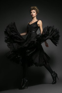Fashion model in black dress clipart