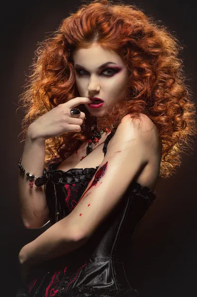 Gothic redhaired beauty — Stock Photo, Image