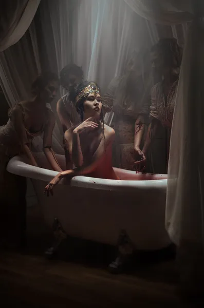 Woman having a blood bath — Stock Photo, Image