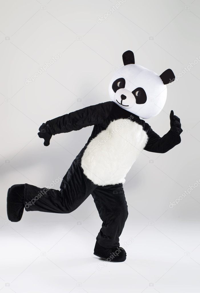 Man in panda costume