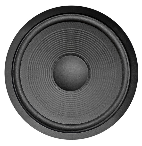 Low frequency audio speaker (subwoofer) isolated on white