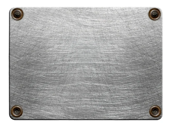 Scratched metal plate with rivets — Stock Photo, Image