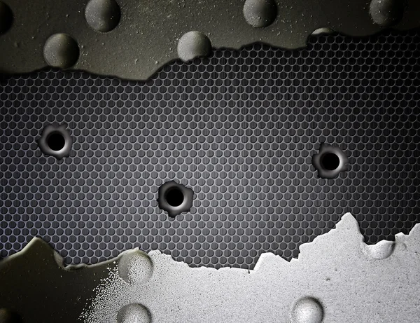 Antecedentes militares, agujeros de balas de metal textura — Foto de Stock
