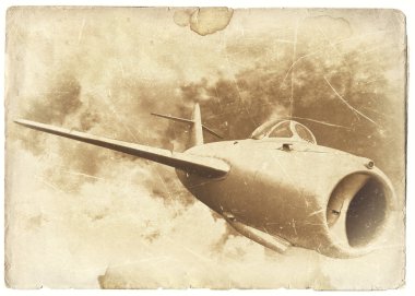 Vintage askeri kartpostal, eski uçak