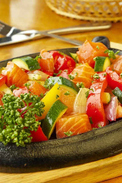 Vegetables with salmon — Stock Photo, Image
