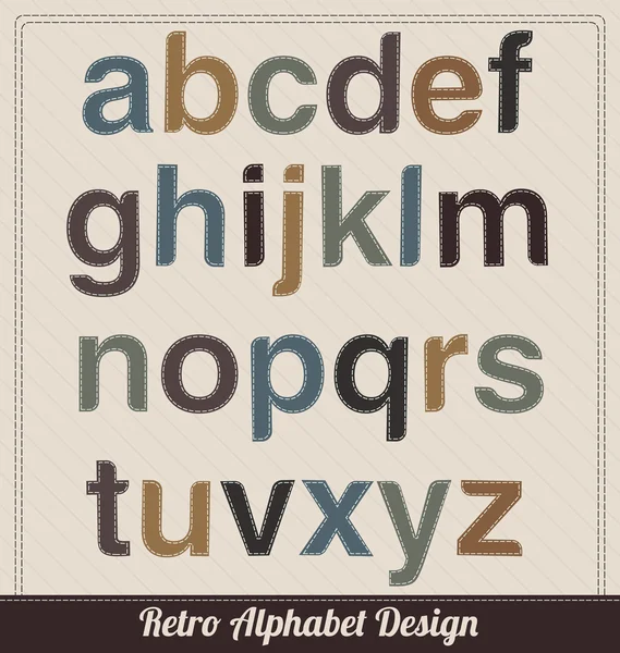 Retro-Alphabet aus Stoff - Kleinbuchstaben — Stockvektor
