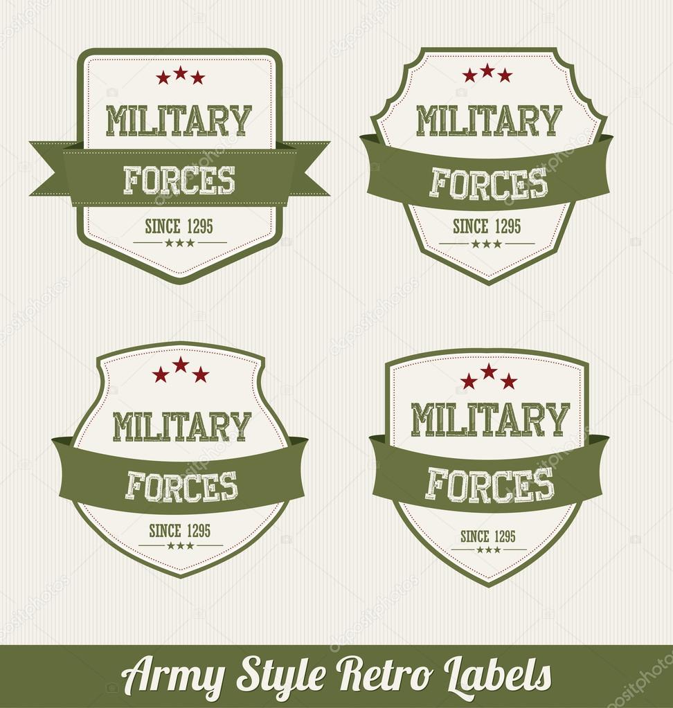 Army Style Retro Labels