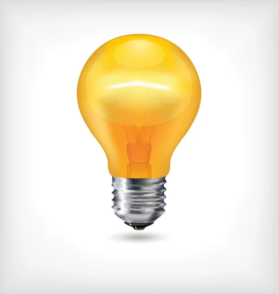 Lampadina lucida - Luce realistica incandescente gialla — Vettoriale Stock