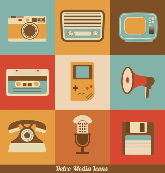 Retro Media Icons — Stock Vector