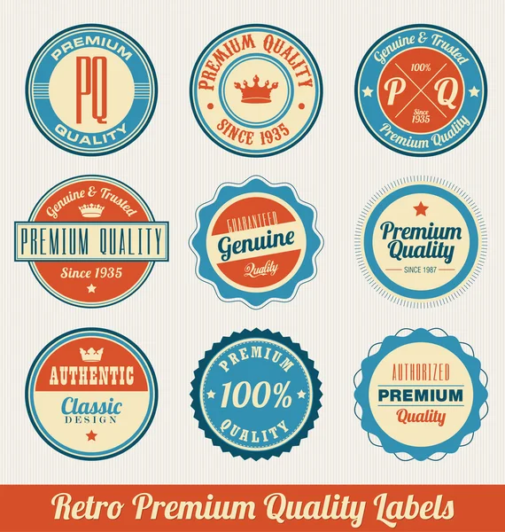 Retro Premium Quality Labels — Stock Vector