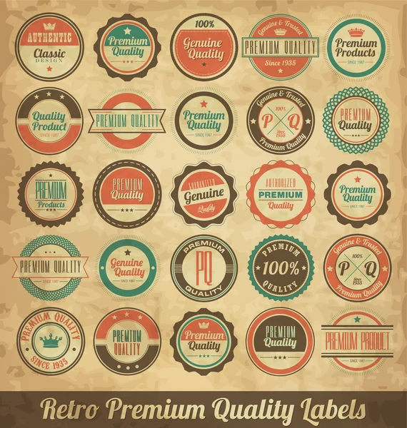Retro Premium Quality Labels — Stock Vector