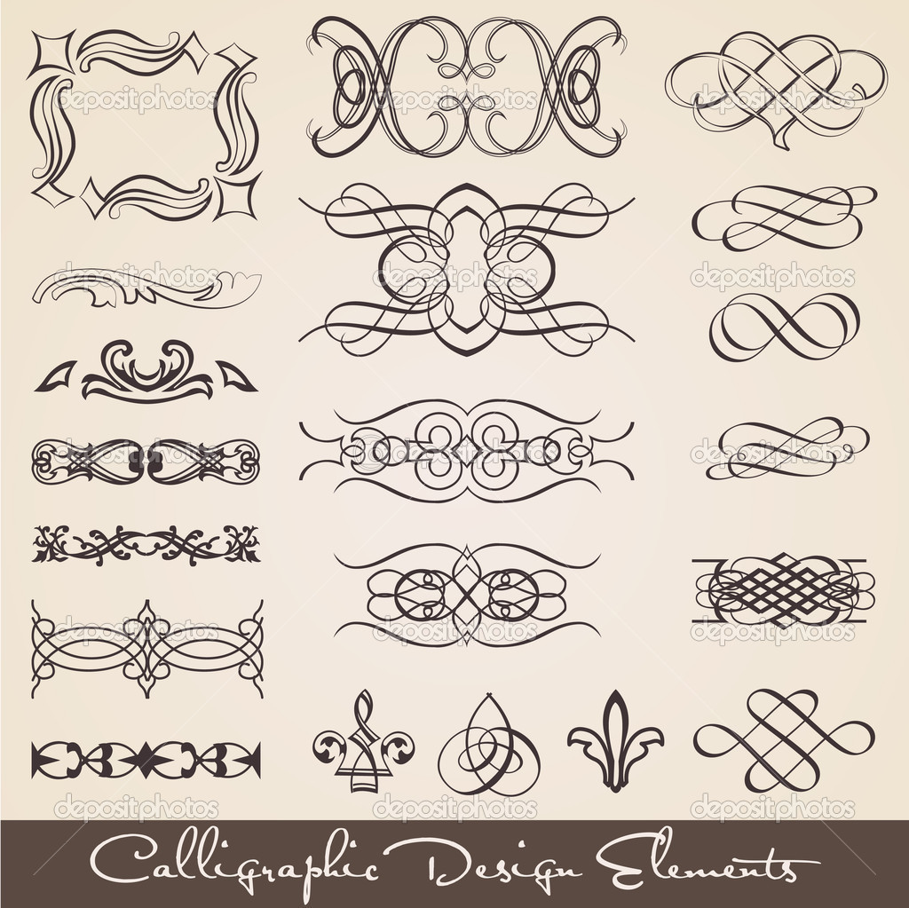 Calligraphic design elements - dark background