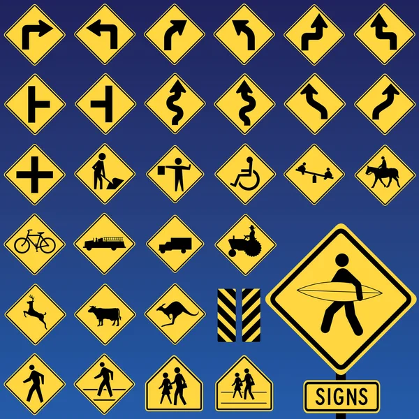 Peligro Road Signs Collection — Vector de stock