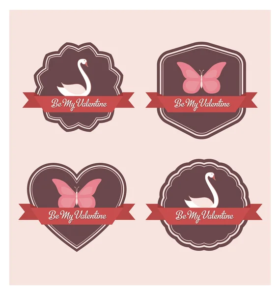 Valentines Day Labels - High Quality Retro Design — Stock Vector