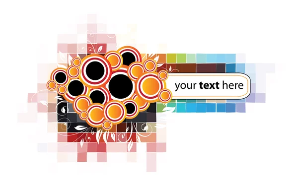 Abstrakt banner med cirkeln och färgglada bildpunkter bakgrund — Stock vektor