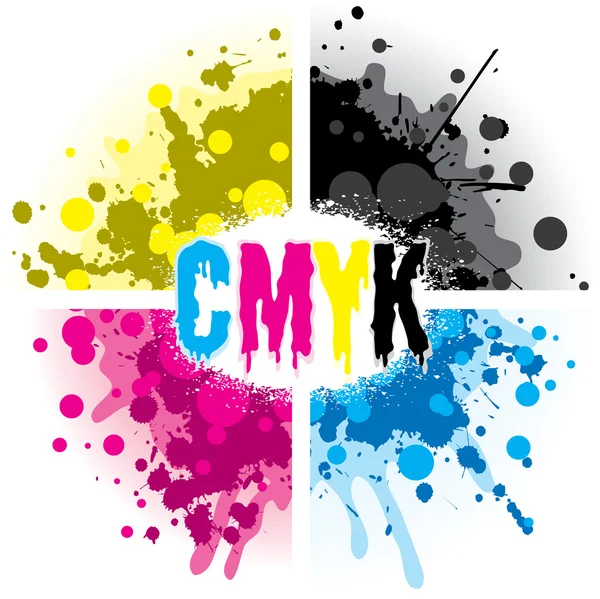 Projeto de respingo CMYK — Vetor de Stock