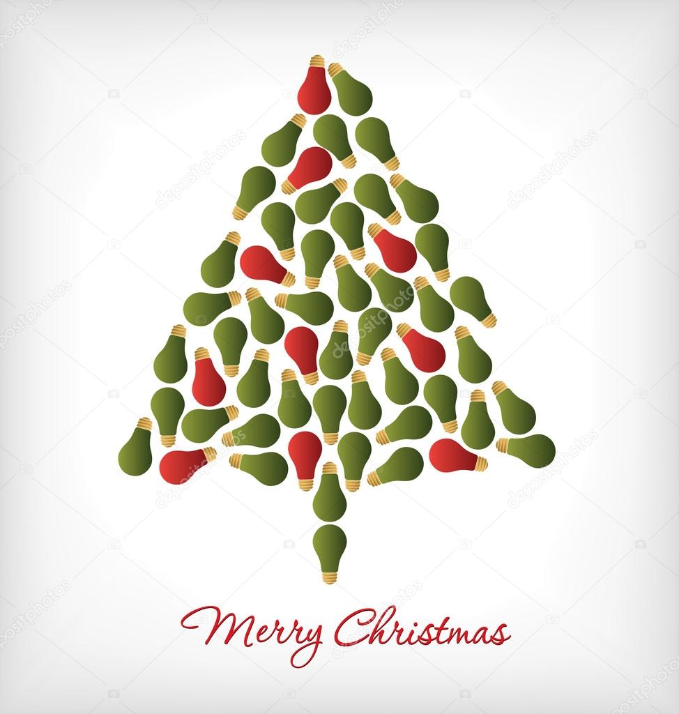 Christmas Tree made of light bulbs - Holiday Card Design