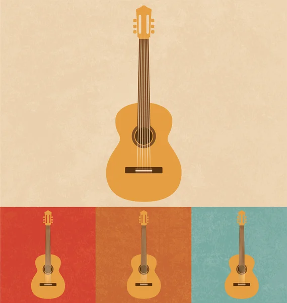 Iconos retro - Conjunto de guitarra — Archivo Imágenes Vectoriales