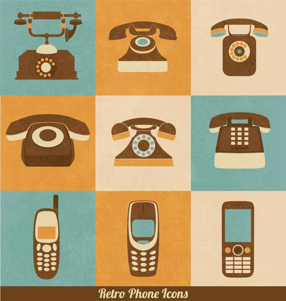 Retro telefoon pictogrammen — Stockvector