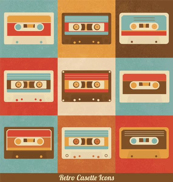 Retro Cassette Icons — Stock Vector