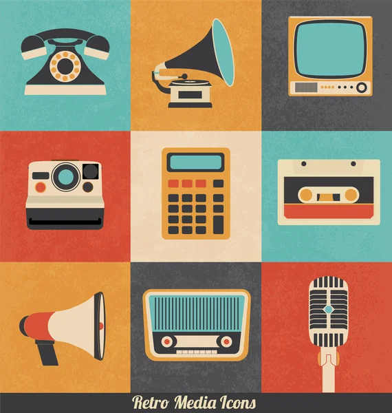 Retro media iconen — Stockvector