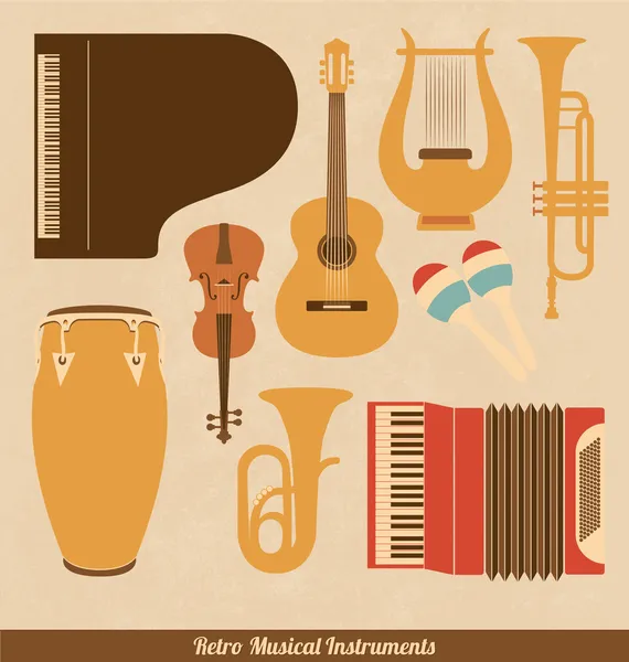 Retro muziekinstrumenten set — Stockvector