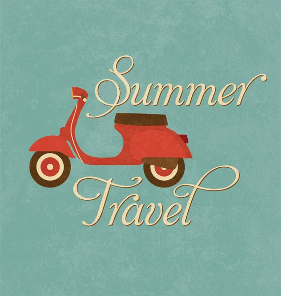Summer Travel Design - Red Scooter — Stock Vector