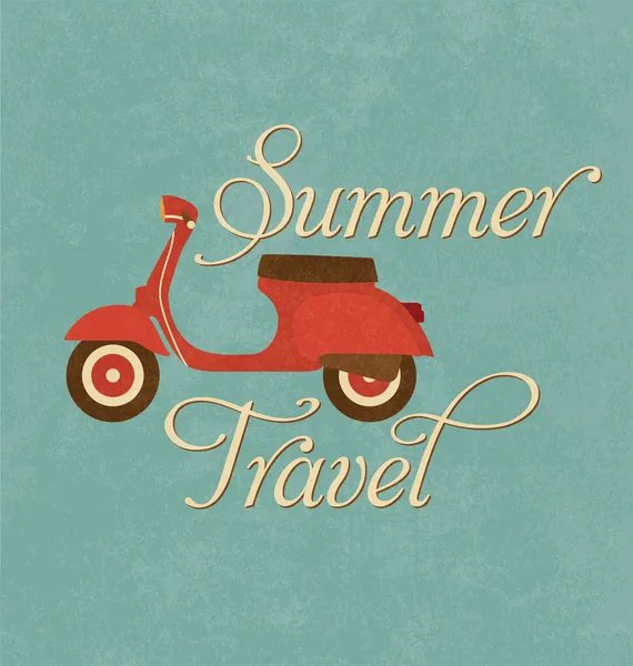 Yaz seyahat tasarım - kırmızı scooter