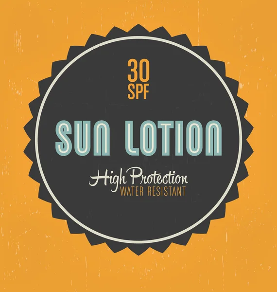 Retro Sun Lotion Label Design — Stock Vector