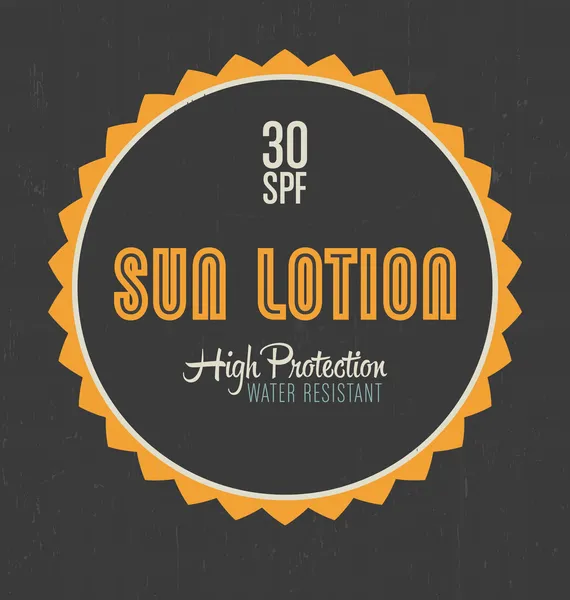 Retro Sun Lotion címke Design — Stock Vector