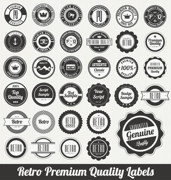 Retro Premium Quality Labels — Stock Vector