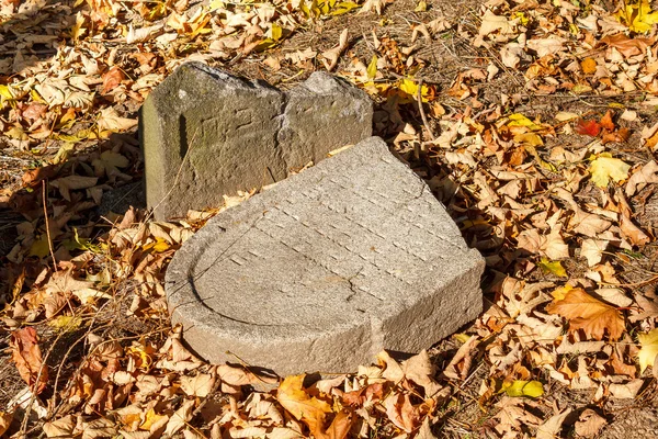 Forgotten and unkempt Jewish cemetery with the strangers — Stock Photo, Image