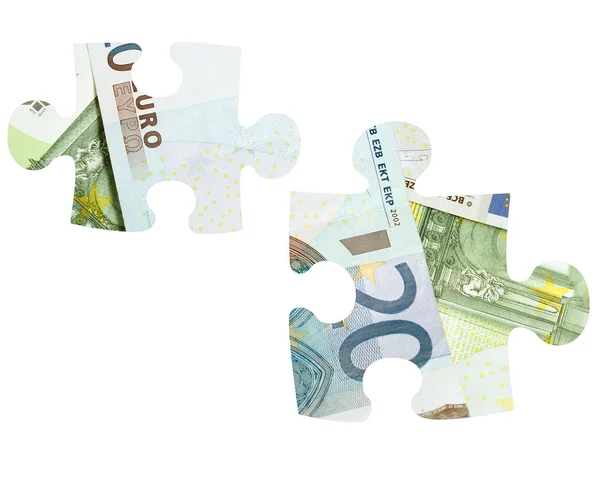 Peças de quebra-cabeça de notas de euro — Fotografia de Stock