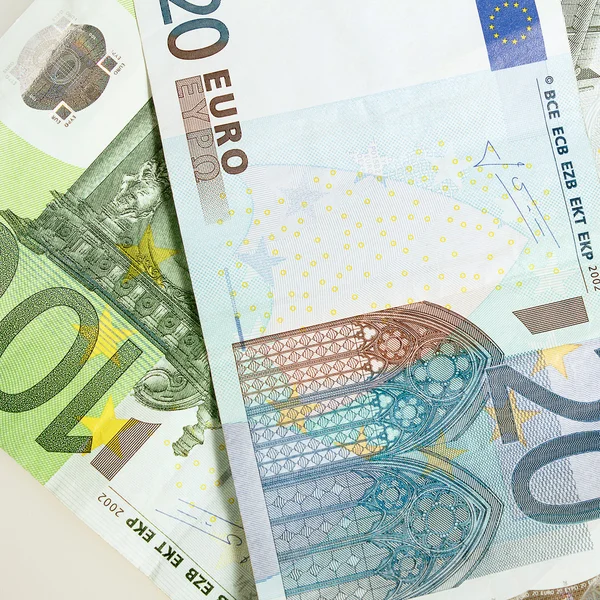 Euro banknotes arranged in background — Stock Photo, Image