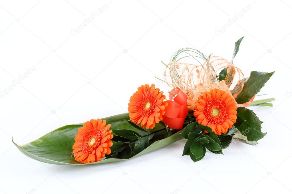 Fresh bouquet from orange gerbers