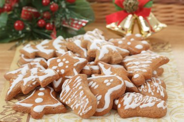 Noel gingerbreads ve dekorasyon ahşap tablo