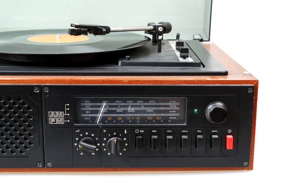 Gramofone de rádio vintage com vinil — Fotografia de Stock