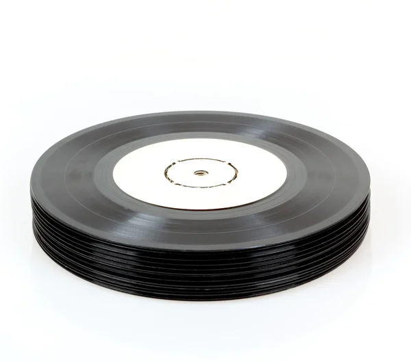 Pilha de discos de vinil preto — Fotografia de Stock