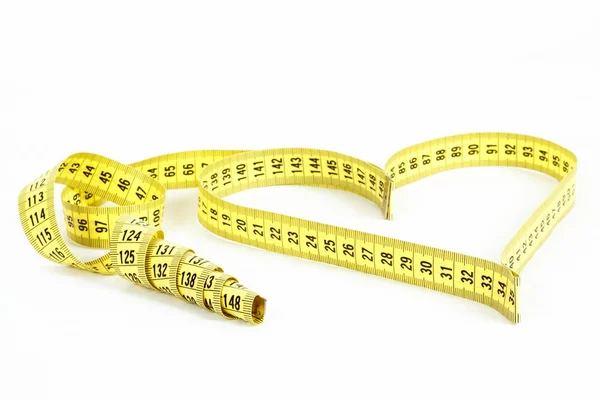 Tape measure heart shape - health, weight concept — Stock Photo, Image