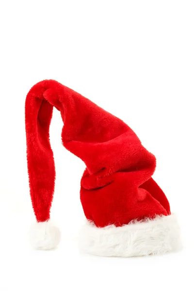 Chapéu vermelho do Papai Noel no fundo branco — Fotografia de Stock