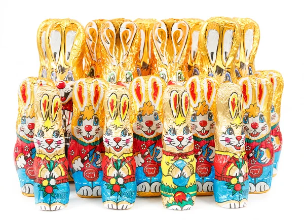 Group of easter chocolate rabbits - bunny — Stock Photo, Image